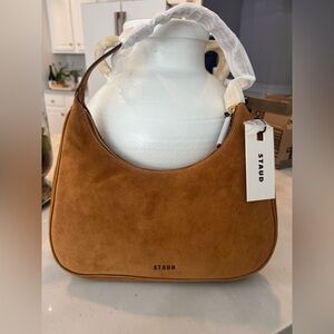 STAUD Brown Suede Shoulder Bag “ Sylvia”